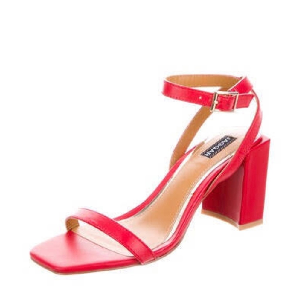 Red Jaggar Square Block Heels
